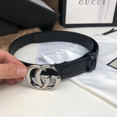 官方酷奇l v皮带h扣愛玛男士奢侈品新款皮带男女通用时尚百搭真皮腰带女黑色简约双G网红裤腰带 GG银扣4.0(男款礼盒包装) 95cm