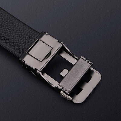 英皇保罗 WILLIAMPOLO 皮带男头层牛皮时尚商务自动扣腰带礼盒装裤带男士生日情人节礼物 20697 枪色 120cm