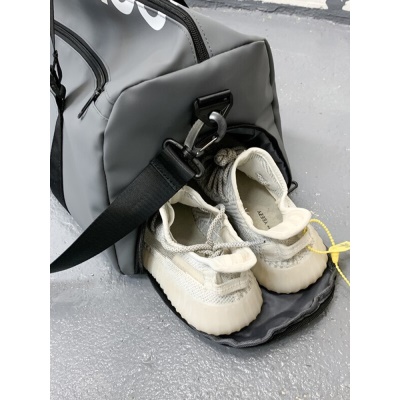 朗酷旅行包男韩版健身包女干湿分离 休闲出差旅行袋单肩斜挎训练防泼水大容量行李包耐磨手提包 灰色【带青蛙挂件】