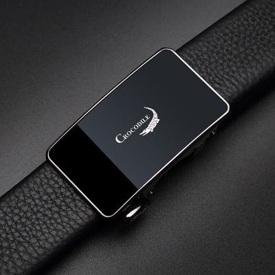 鳄鱼恤【父亲节礼物】皮带男士头层牛皮商务休闲青年腰带自动扣皮带JC0DT365-01黑色