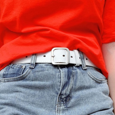 艾罗帝朗 简约风方扣腰带男女通用宽皮带女学生韩国时尚ins裤带百搭黑 A18  黑色