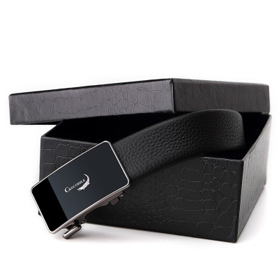 鳄鱼恤【父亲节礼物】皮带男士头层牛皮商务休闲青年腰带自动扣皮带JC0DT365-01黑色