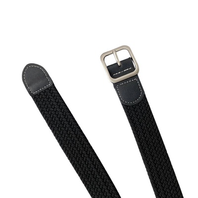 华埠 编织腰带女ins风学生装饰潮流简约时尚百搭男士帆布皮带 圆扣蓝色 90cm