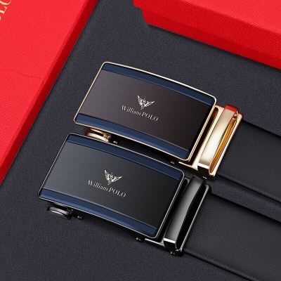 英皇保罗 WILLIAMPOLO皮带男青年自动扣头层牛皮腰带商务西裤中年休闲裤带 2600 金色