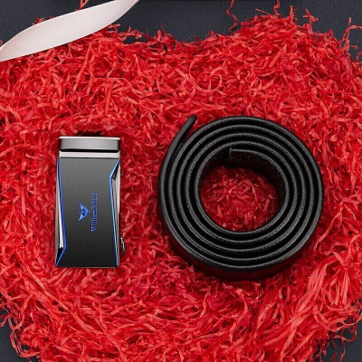 英皇保罗WILLIAMPOLO皮带男士头层牛皮自动扣腰带时尚商务裤带送父亲男友老公生日情人节礼物20720蓝色