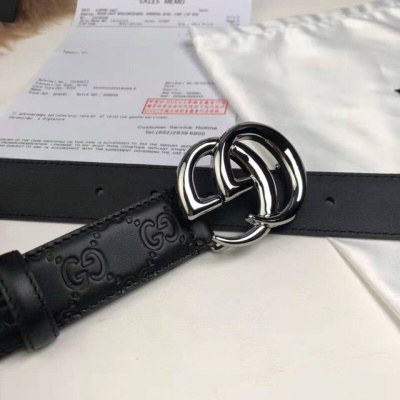 官方酷奇l v皮带h扣愛玛男士奢侈品新款皮带男女通用时尚百搭真皮腰带女黑色简约双G网红裤腰带 GG银扣4.0(男款礼盒包装) 95cm