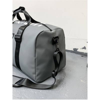 朗酷旅行包男韩版健身包女干湿分离 休闲出差旅行袋单肩斜挎训练防泼水大容量行李包耐磨手提包 灰色【带青蛙挂件】