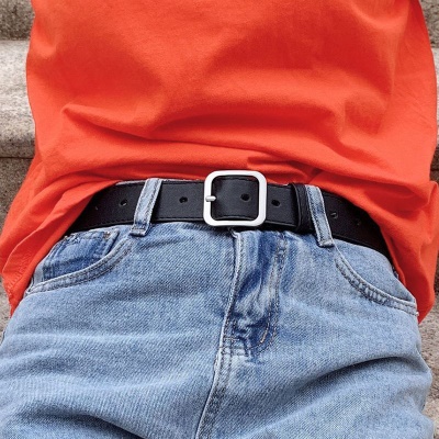 艾罗帝朗 简约风方扣腰带男女通用宽皮带女学生韩国时尚ins裤带百搭黑 小方扣皮带  白色（宽2.3CM）