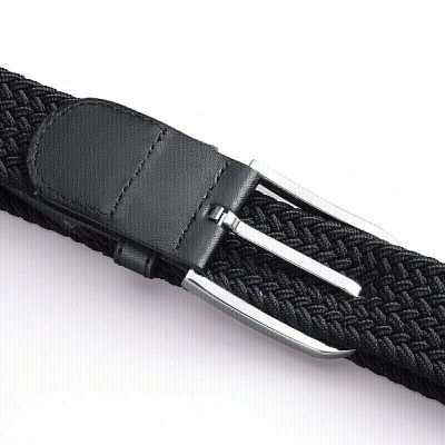 七匹狼男士皮带针扣升级版加长款潮流腰带编织裤带L70133022-01A黑色（140cm）