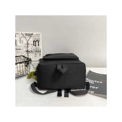 酷森书包男初中韩版原宿风高中大学生背包 防泼水尼龙帆布大容量双肩包女 防刮耐磨笔记本电脑包 黑色（带大恐龙挂件+5枚徽章）