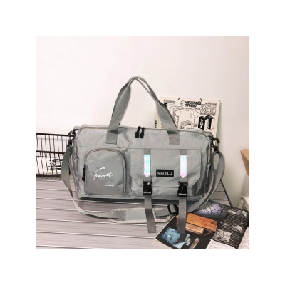 酷森旅行包男行李包大容量健身包 干湿分离新款单肩斜挎运动包女防泼水时尚学生收纳行李袋出差休闲手提包 灰色【带鸭子挂件】