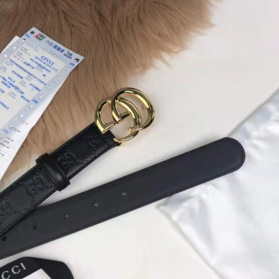 官方酷奇l v皮带h扣愛玛男士奢侈品新款皮带男女通用时尚百搭真皮腰带女黑色简约双G网红裤腰带 GG银扣4.0(男款礼盒包装) 95cm