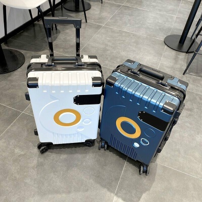 狄斯顿保罗（DISIDUNBAOLUO）行李箱女高中生拉杆箱时尚潮流旅行箱大容量密码箱男加厚 深灰色【异性框大圆圈】 28英寸