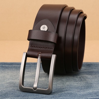 CattleOWN牛当家大码皮带男针扣牛皮腰带加长头层牛皮裤带男青年休闲百搭3037父亲节礼物 深咖色 大码135-160