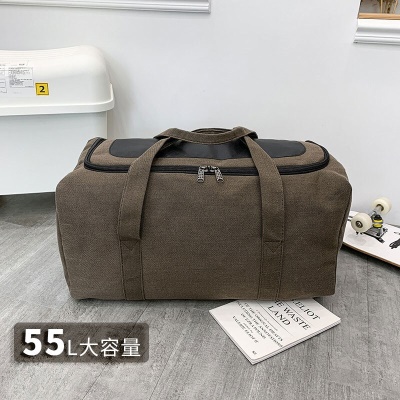 美杜 旅行包 行李包大容量高档帆布男士旅行包加大旅游包特大搬家袋长途装衣服包托运袋 帆布行李包【咖色】