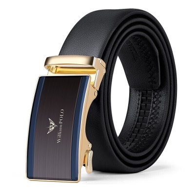 英皇保罗 WILLIAMPOLO皮带男青年自动扣头层牛皮腰带商务西裤中年休闲裤带 2600 金色