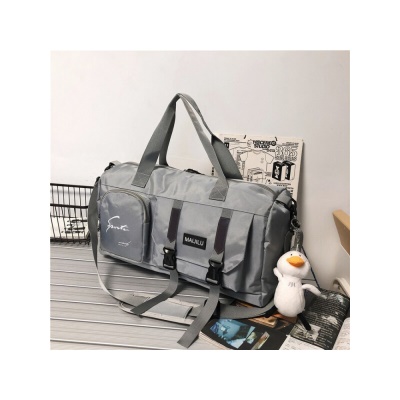 酷森旅行包男行李包大容量健身包 干湿分离新款单肩斜挎运动包女防泼水时尚学生收纳行李袋出差休闲手提包 灰色【带鸭子挂件】