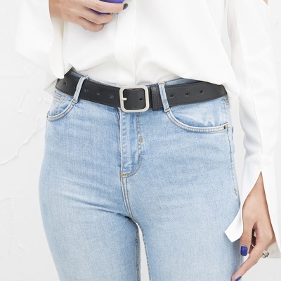 艾罗帝朗 简约风方扣腰带男女通用宽皮带女学生韩国时尚ins裤带百搭黑 小方扣皮带  白色（宽2.3CM）