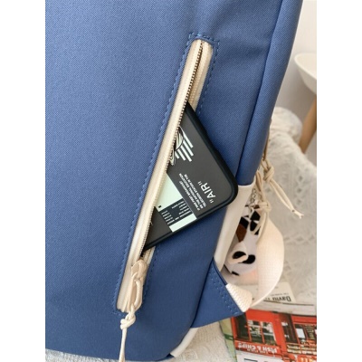 菲派书包女ins新款双肩包 初高中大学生背包大容量韩版耐磨15.6英寸笔记本电脑包校园清新潮酷风 黑色【带奶牛挂件】