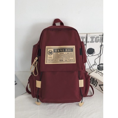 菲派书包女ins新款双肩包男 初高中大学生背包大容量休闲耐磨15.6英寸笔记本电脑包韩版情侣款潮酷风 红色【带猩猩挂件】