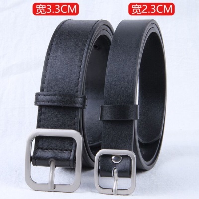 艾罗帝朗 简约风方扣腰带男女通用宽皮带女学生韩国时尚ins裤带百搭黑 A25亮扣 黑色皮带（宽2.8CM）