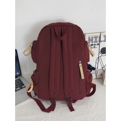 菲派书包女ins新款双肩包男 初高中大学生背包大容量休闲耐磨15.6英寸笔记本电脑包韩版情侣款潮酷风 红色【带猩猩挂件】