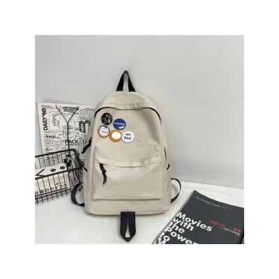 酷森书包男初中韩版原宿风高中大学生背包 防泼水尼龙帆布大容量双肩包女 防刮耐磨笔记本电脑包 黑色（带大恐龙挂件+5枚徽章）