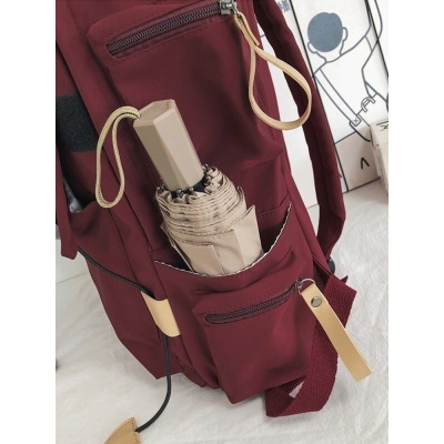 菲派书包女ins新款双肩包男 初高中大学生背包大容量休闲耐磨15.6英寸笔记本电脑包韩版情侣款潮酷风 红色【带猩猩挂件】