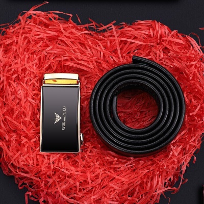 英皇保罗 WILLIAMPOLO 皮带男真皮自动扣头层牛皮青年男士腰带商务简约百搭裤带 19706 金色