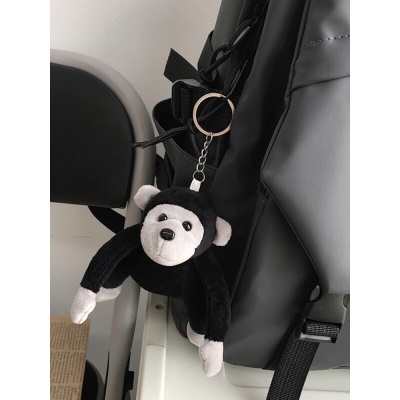 朗酷书包男韩版原宿初高中大学生背包女 双肩包潮酷大容量15.6英寸防泼水笔记本电脑包 黑色标准版【带猩猩挂件】