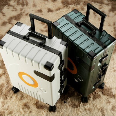 狄斯顿保罗（DISIDUNBAOLUO）行李箱女高中生拉杆箱时尚潮流旅行箱大容量密码箱男加厚 深灰色【异性框大圆圈】 28英寸