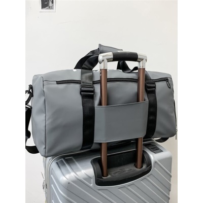 朗酷旅行包男韩版健身包女干湿分离 休闲出差旅行袋单肩斜挎训练防泼水大容量行李包耐磨手提包 灰色【带青蛙挂件】