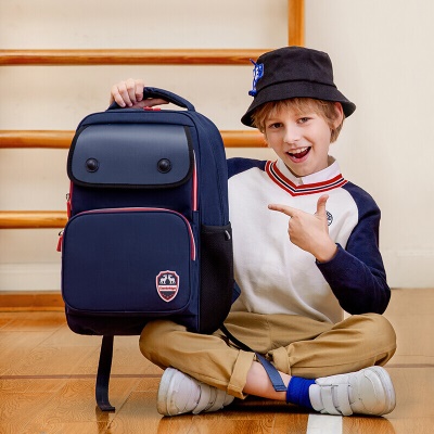 高尔夫GOLF小学生书包英伦时尚儿童书包男款双肩背包大容量中学生书包夜光反光条D9BV33951S蓝色升级版