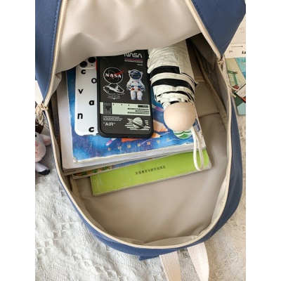 菲派书包女ins新款双肩包 初高中大学生背包大容量韩版耐磨15.6英寸笔记本电脑包校园清新潮酷风 黑色【带奶牛挂件】